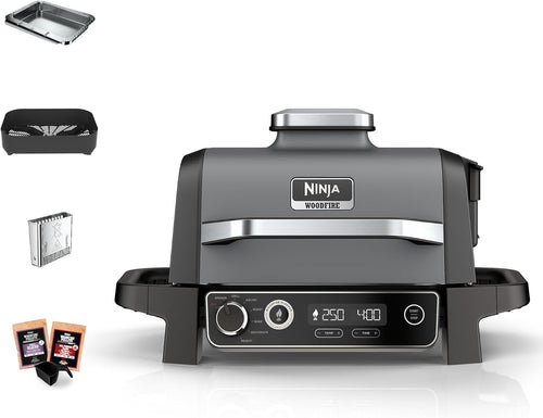 World Cup BBQ Kit: Ninja Woodfire Grill + Ninja Foodi StaySharp 14-Piece Knife Block